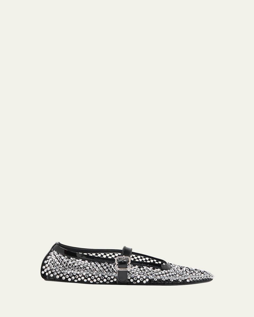 Crystal Net Mary Jane Ballerina Flats